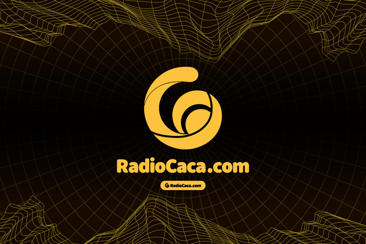 radio caca raca logo with abstract background
