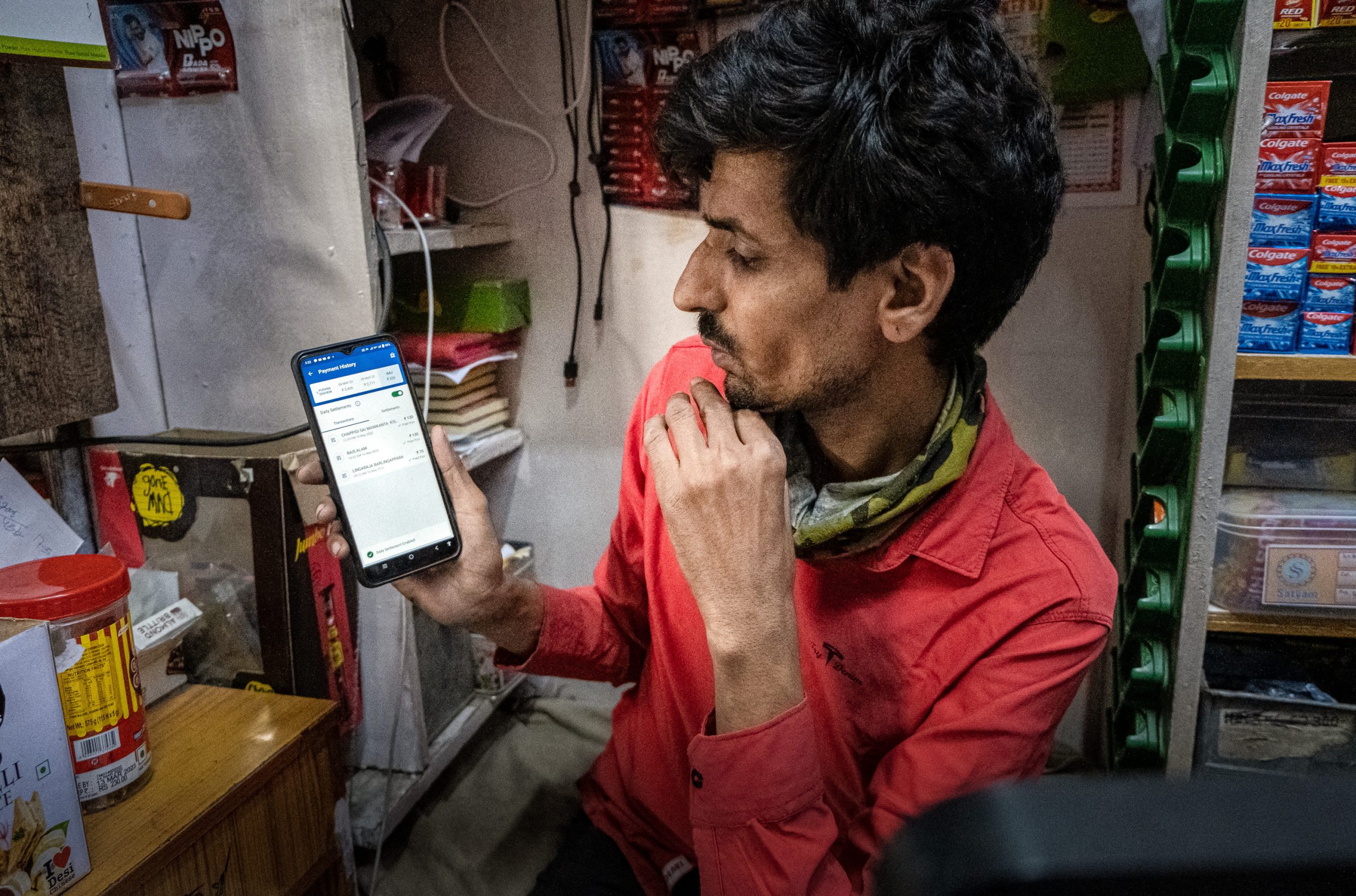 Dinesh Matahji, who owns a kirana in Chamrajpet, uses apps to help run his shop.